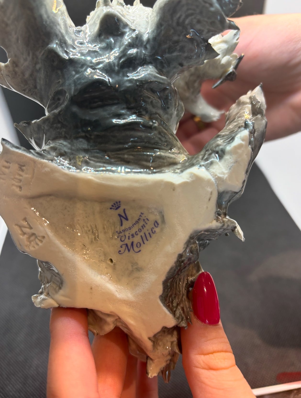 Capodimonte Visconti Mollica Glossy Porcelain Schnauzer/Scottish Terrier Dog Figurine