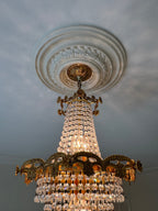 Mid-Century Schonbek Empire Style Crystal & Gilded Brass Chandelier Pendant