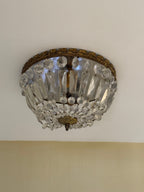 Mid-Century Louis XVI French Regency Ceiling Pendant in Crystal and Brass