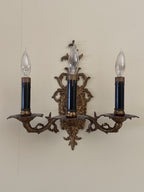Pair of Vintage Bronze Three Arm Wall Sconces