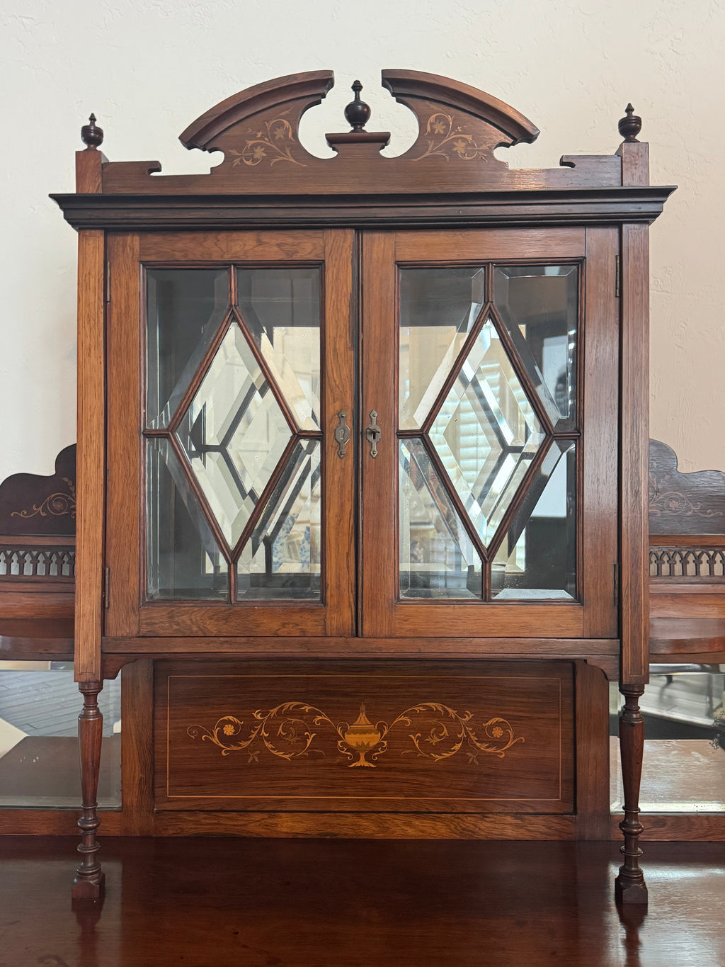 Antique English Rosewood & Marquetry Chiffonier Server Buffet - 19th century