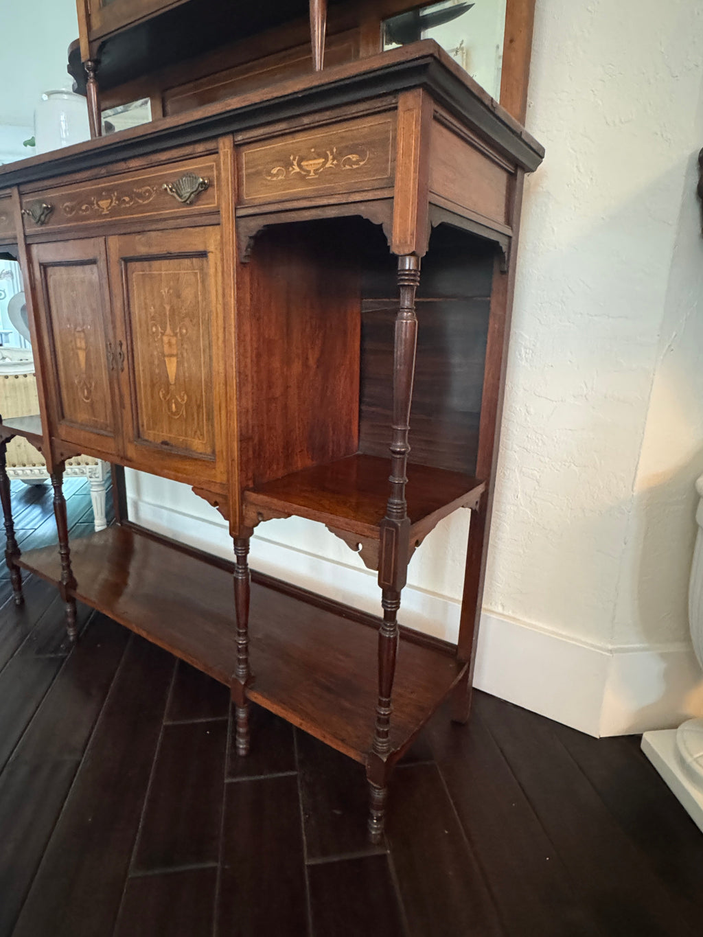 Antique English Rosewood & Marquetry Chiffonier Server Buffet - 19th century