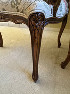 Antique French Louis XV Style Upholstered Carved Mahogany Arm Chairs - Set of Two