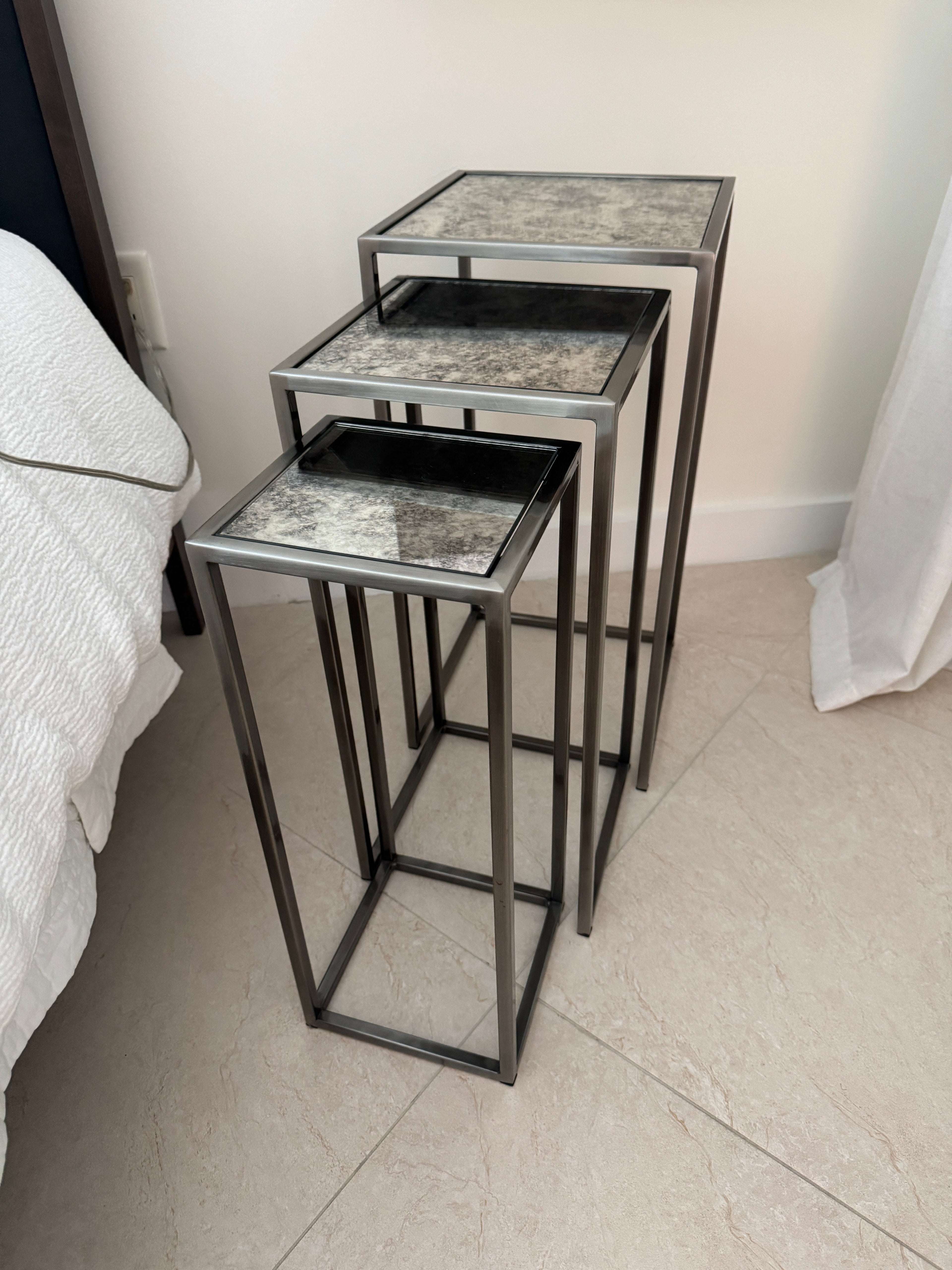 Pottery Barn Mirrored Nesting Tables - Set of 3