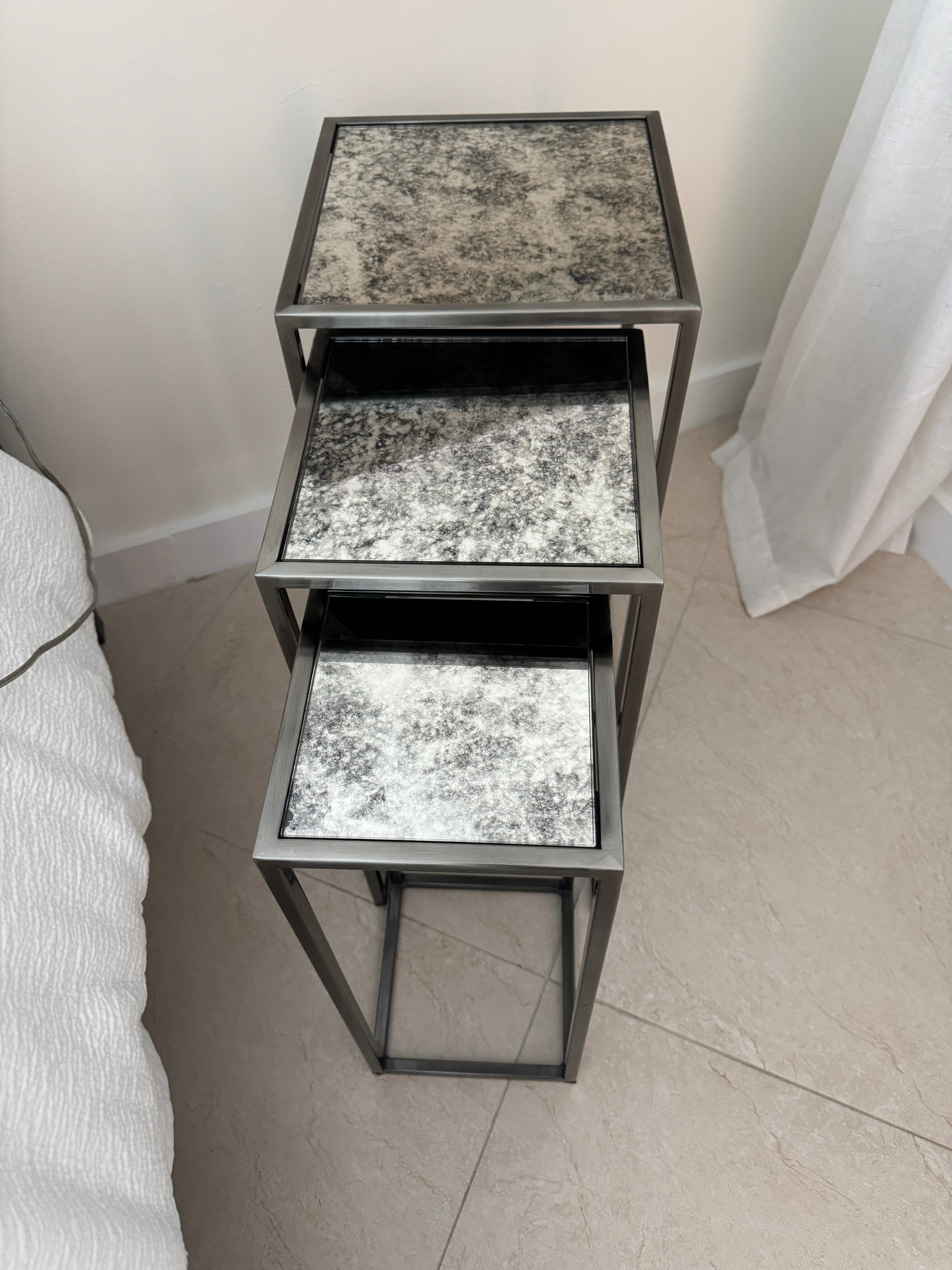 Pottery Barn Mirrored Nesting Tables - Set of 3