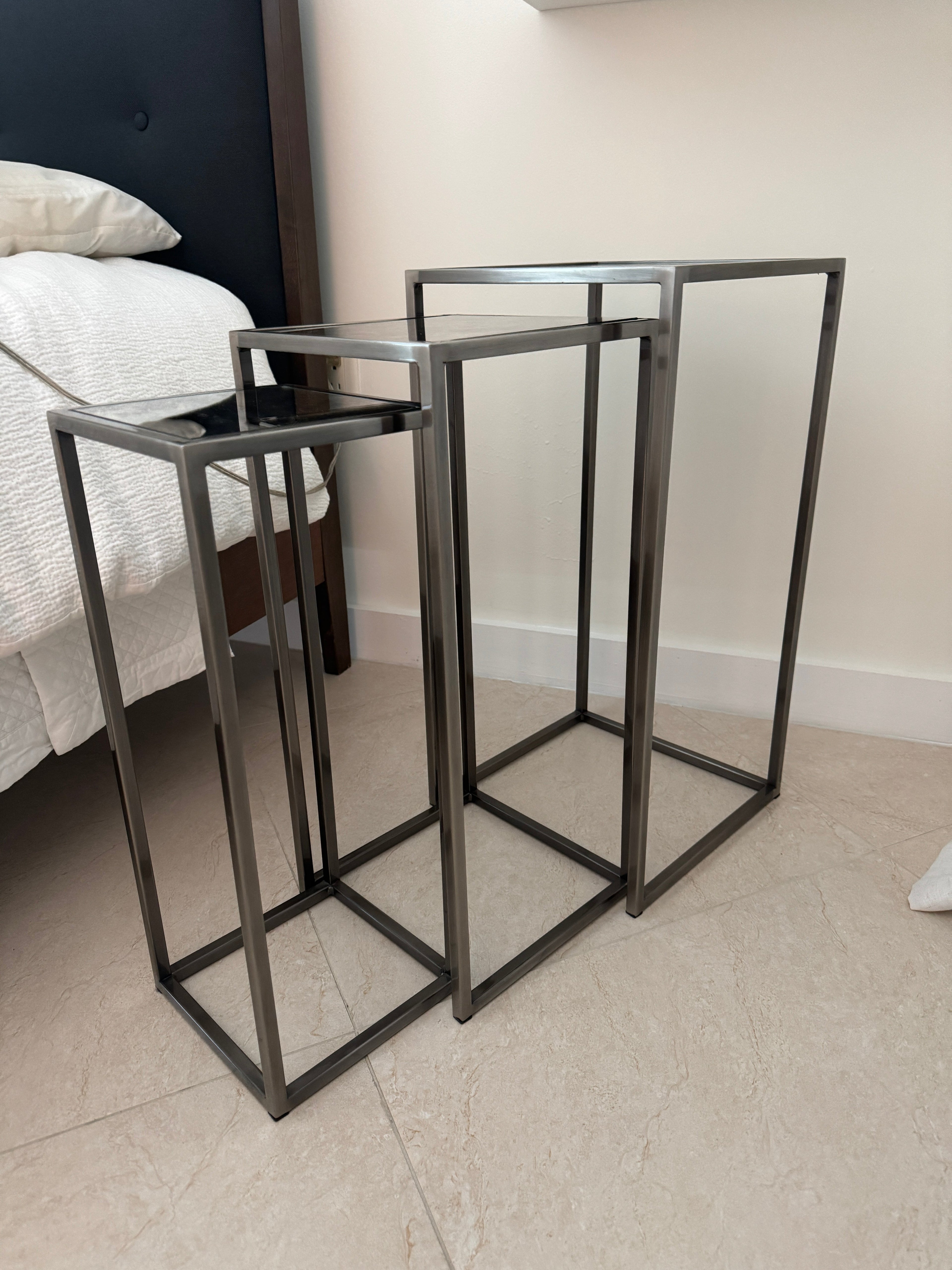 Pottery Barn Mirrored Nesting Tables - Set of 3