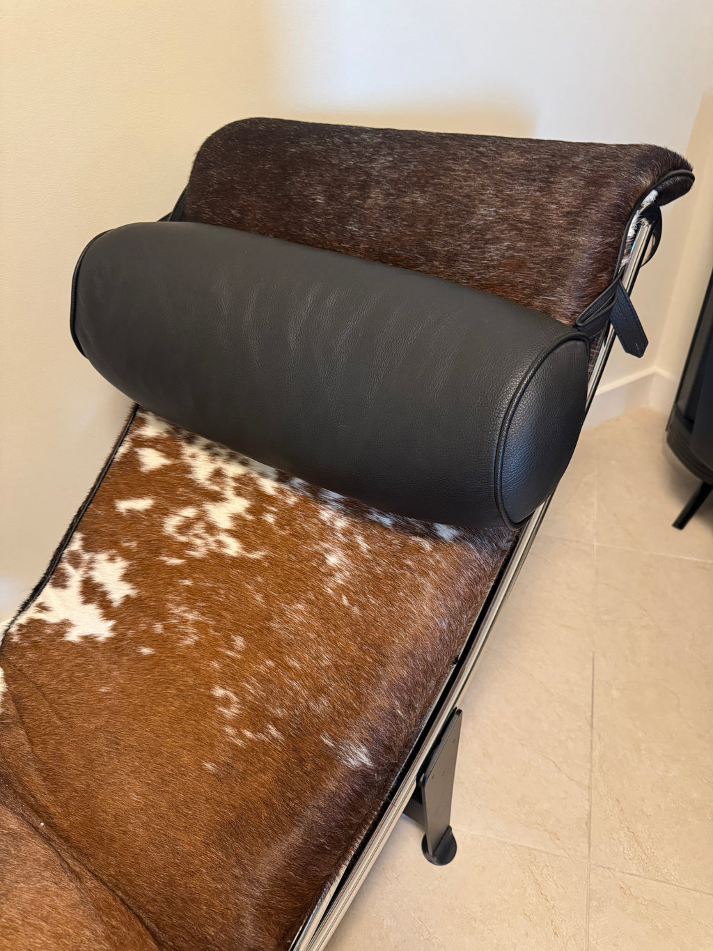 Cassina LC4 Chaise Lounge in the Tri-Color Cowhide by Design Within Reach