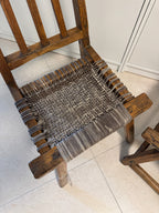 Country French Small Woven Rustic Chairs or Stools - Set of Two