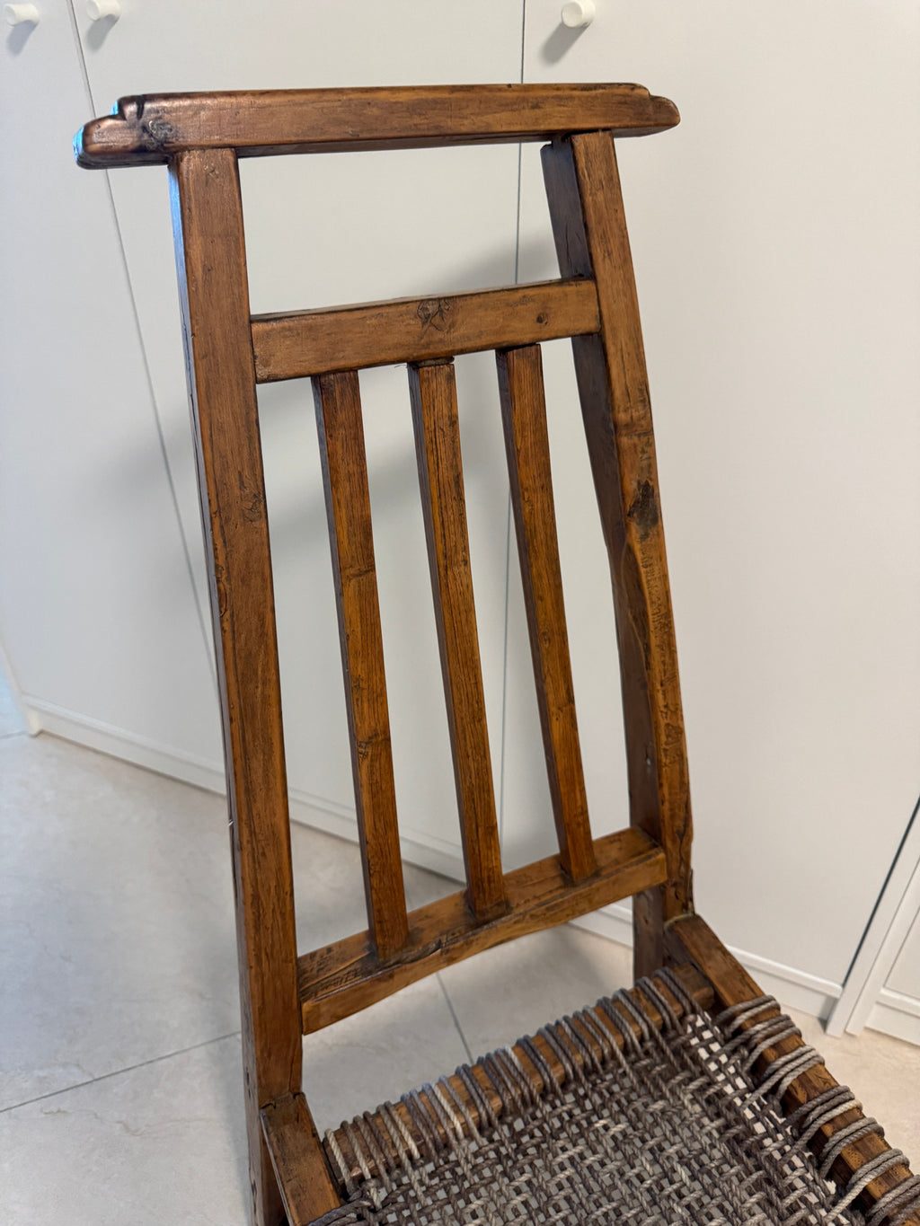 Country French Small Woven Rustic Chairs or Stools - Set of Two