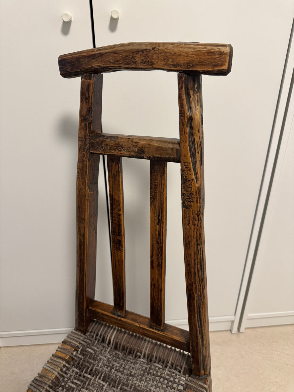 Country French Small Woven Rustic Chairs or Stools - Set of Two