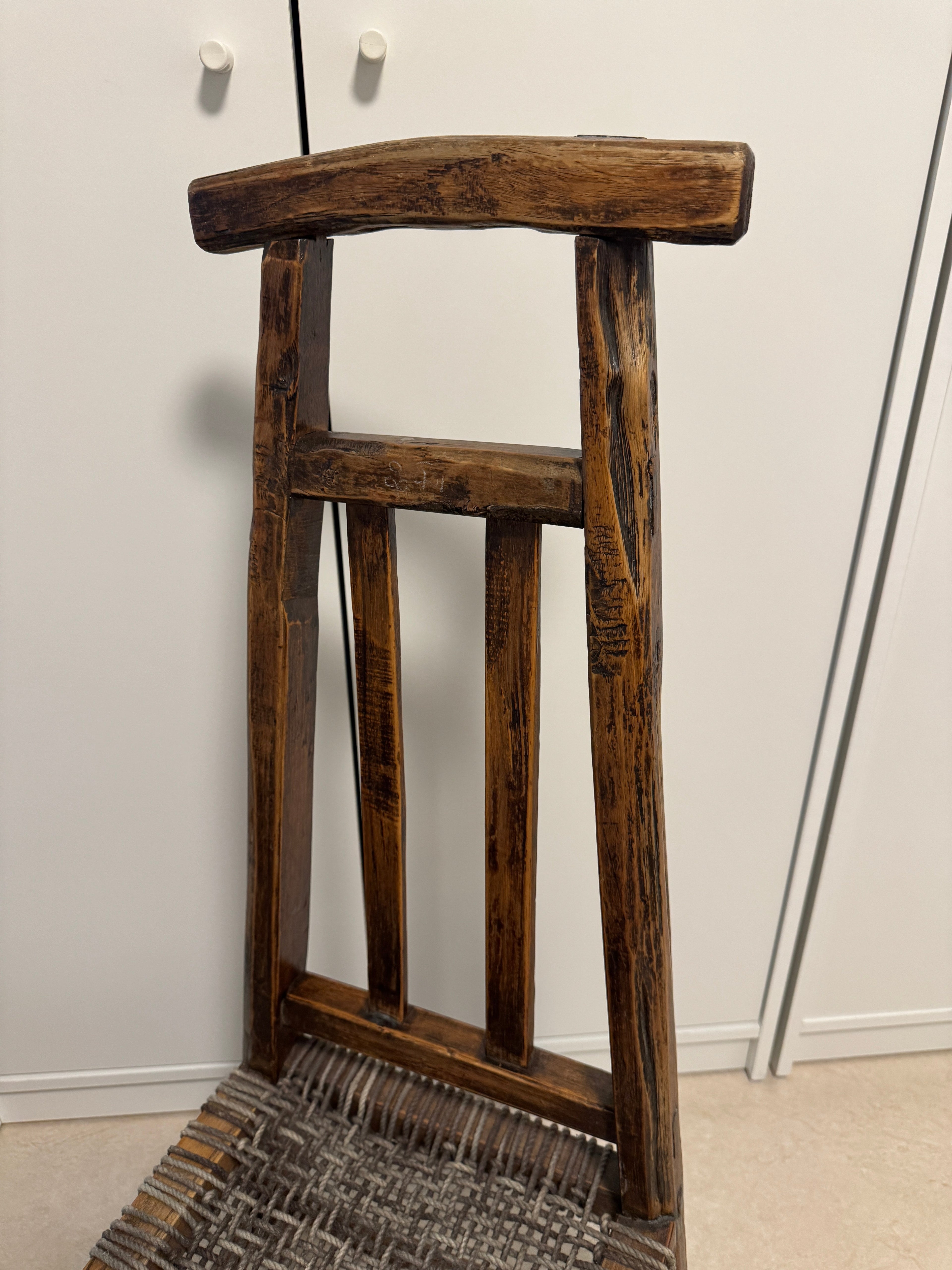 Country French Small Woven Rustic Chairs or Stools - Set of Two