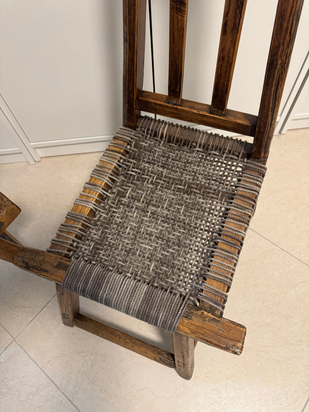 Country French Small Woven Rustic Chairs or Stools - Set of Two
