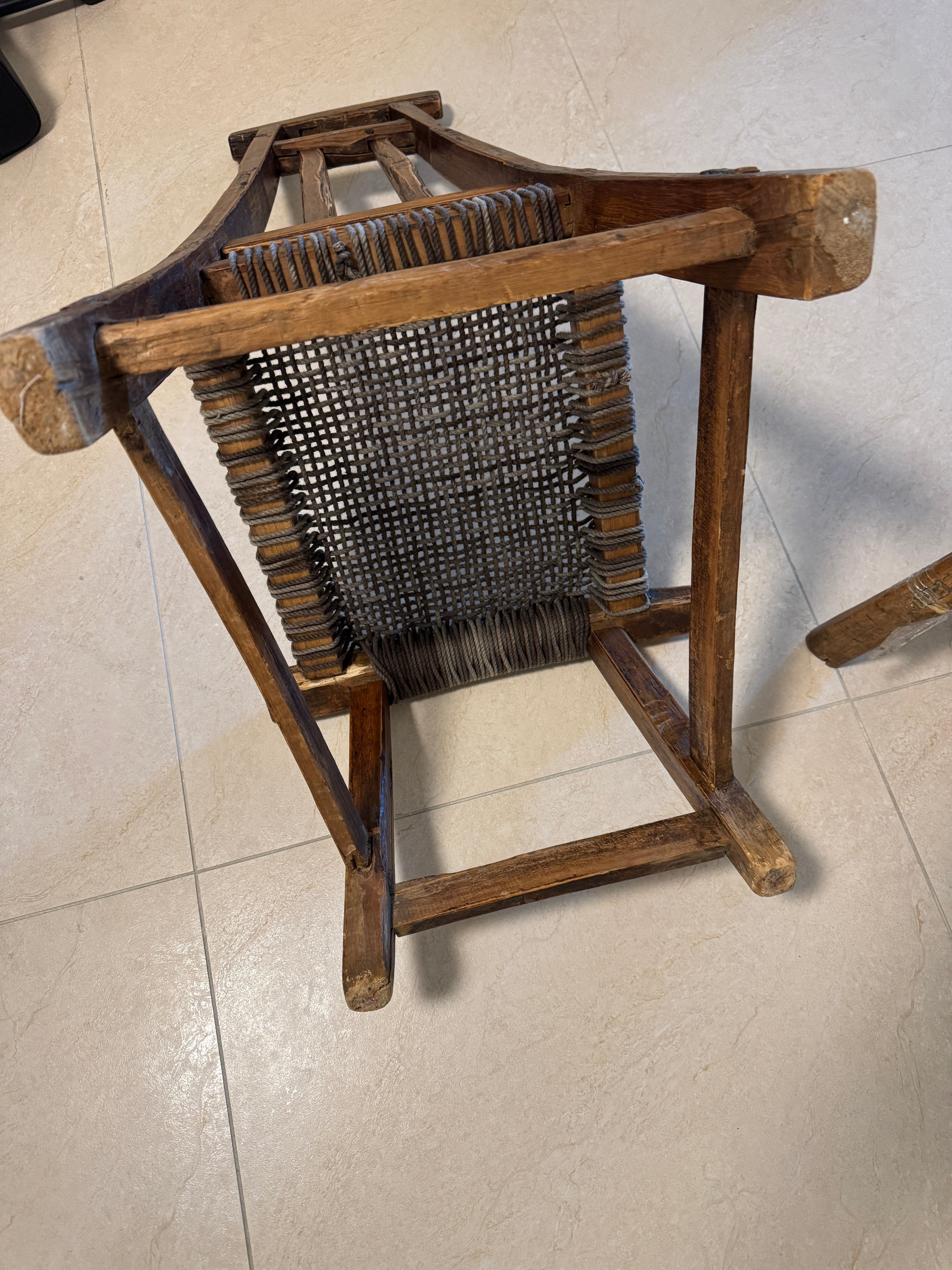 Country French Small Woven Rustic Chairs or Stools - Set of Two