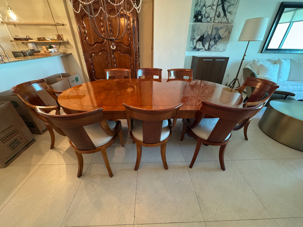 Baker Furniture Palladian Collection Neoclassic Style Extension Dining Table with 8 Chairs