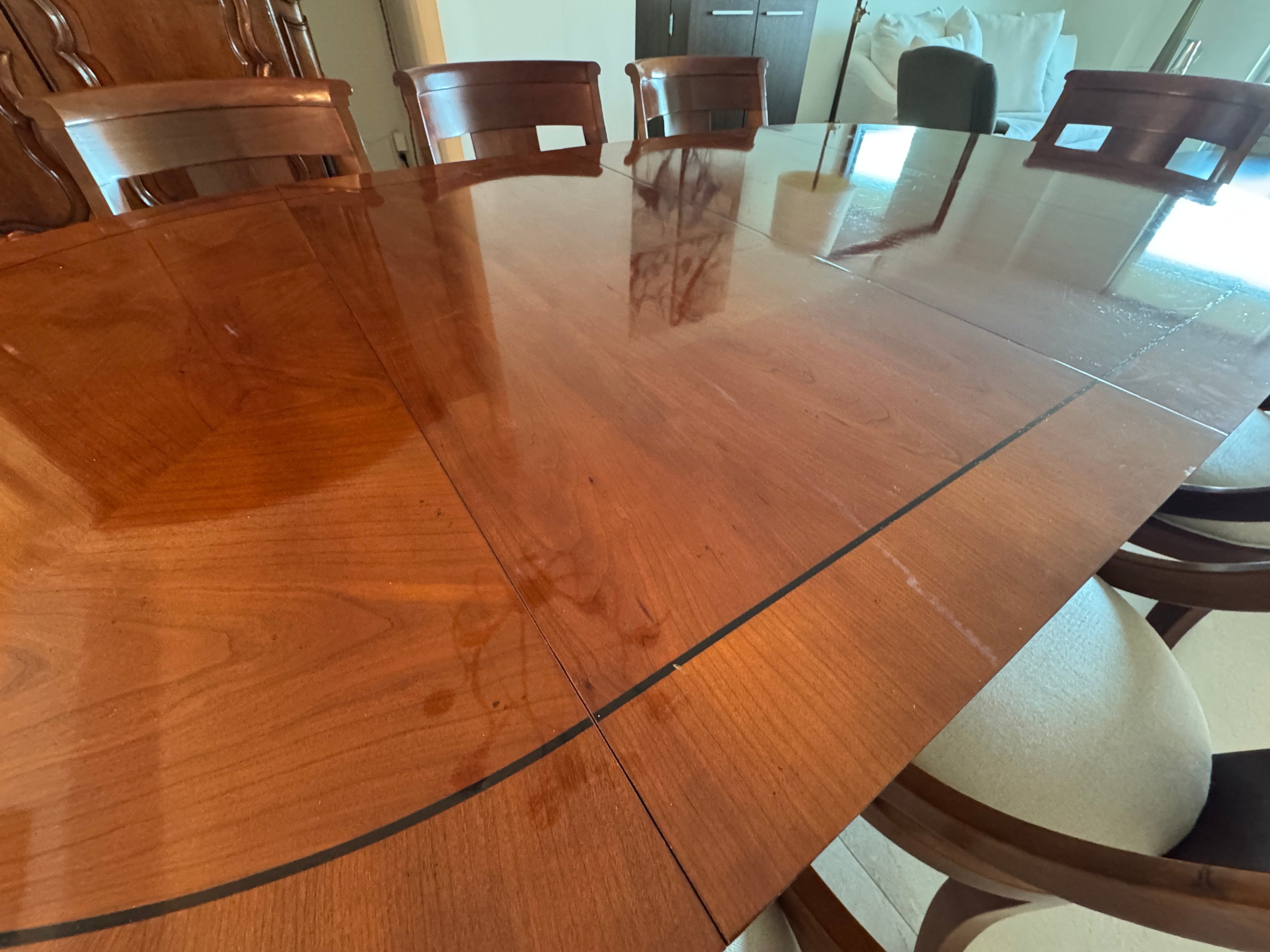 Baker Furniture Palladian Collection Neoclassic Style Extension Dining Table with 8 Chairs