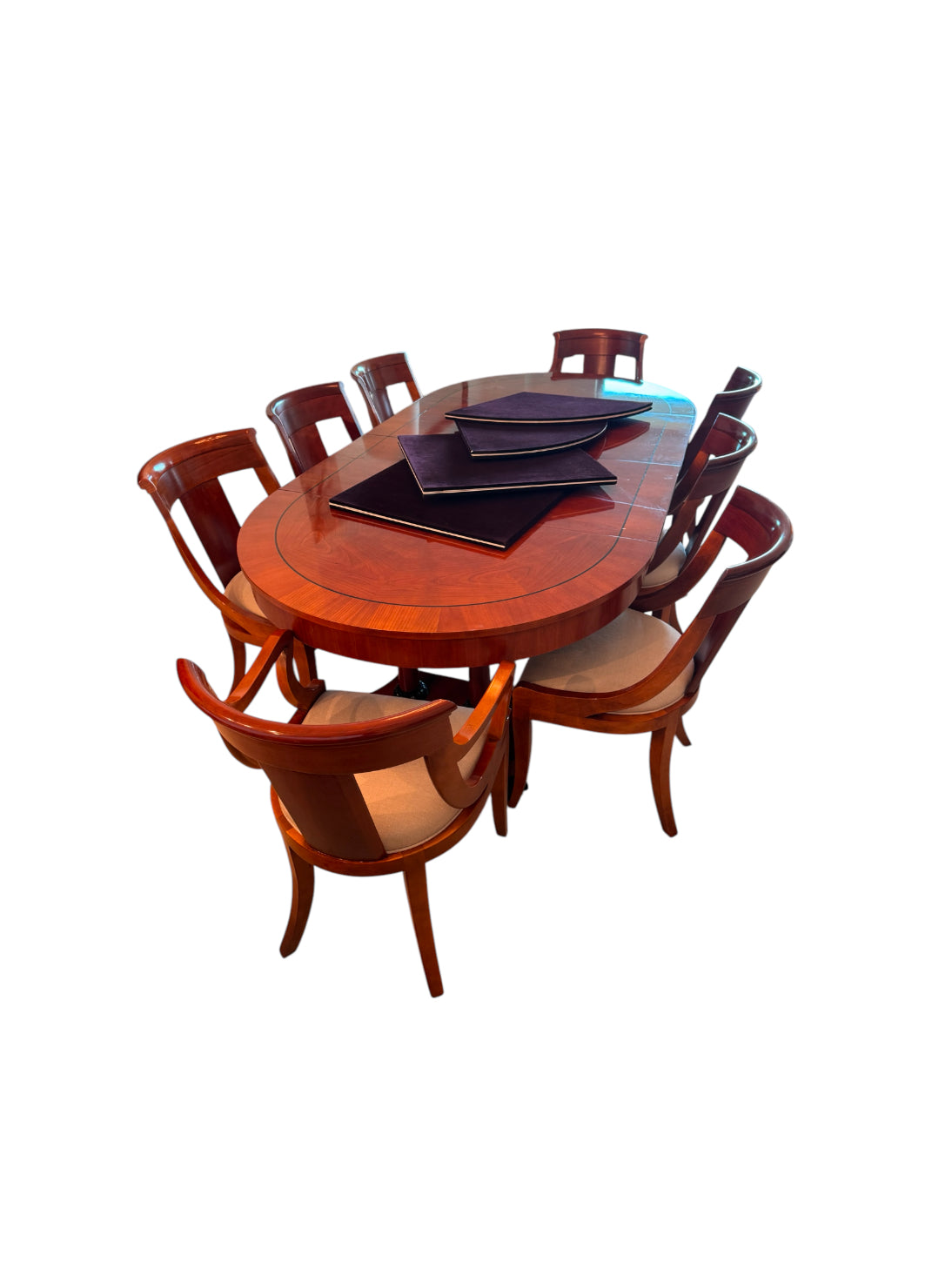 Baker Furniture Palladian Collection Neoclassic Style Extension Dining Table with 8 Chairs