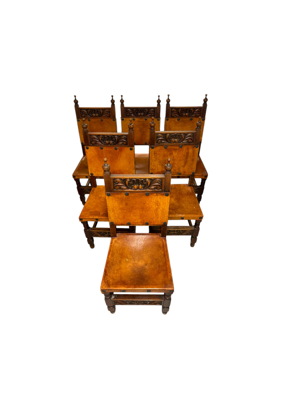 1960s Mexican Leather Dining Chairs - Set of 6