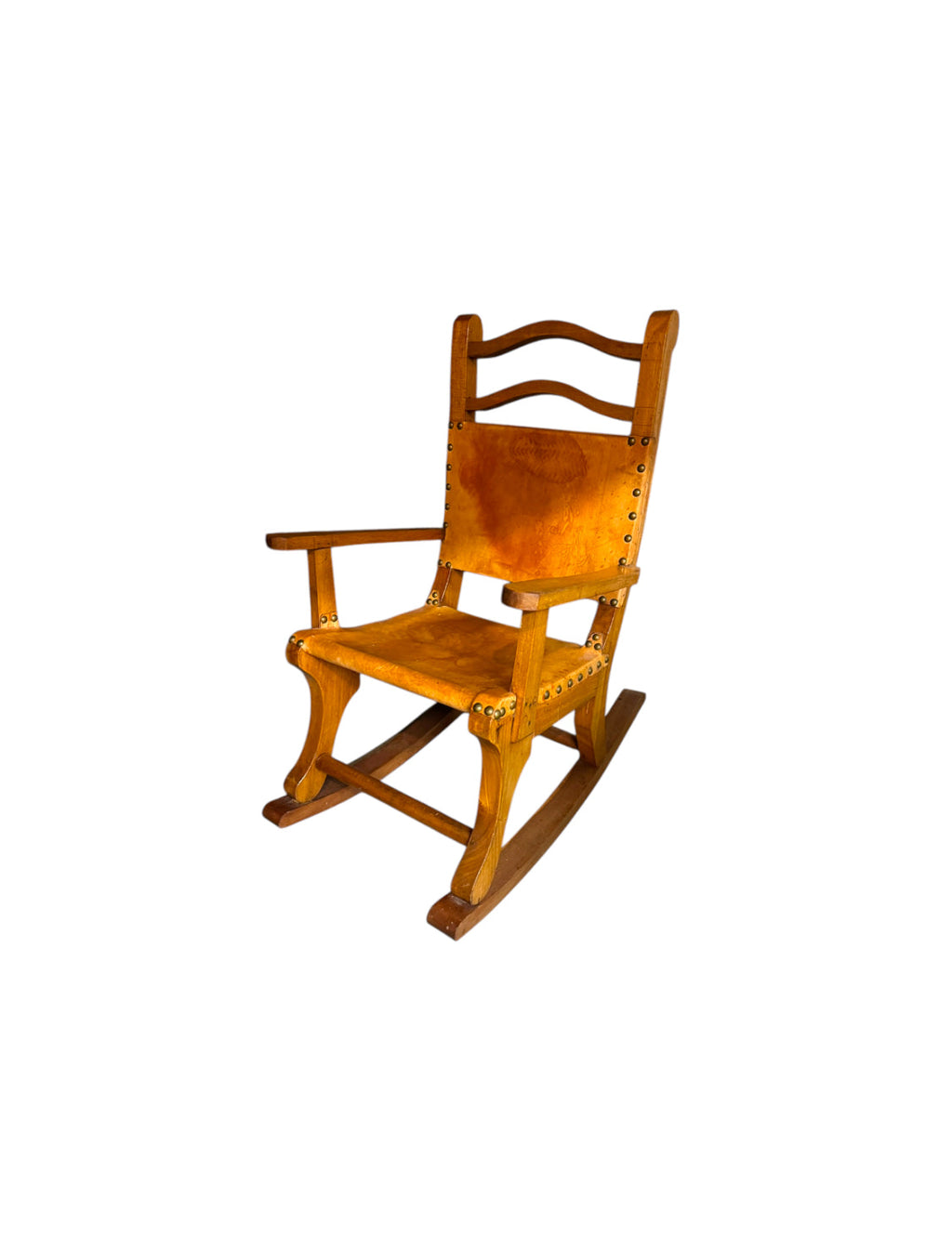 Vintage Mexican Leather Rocking Chair