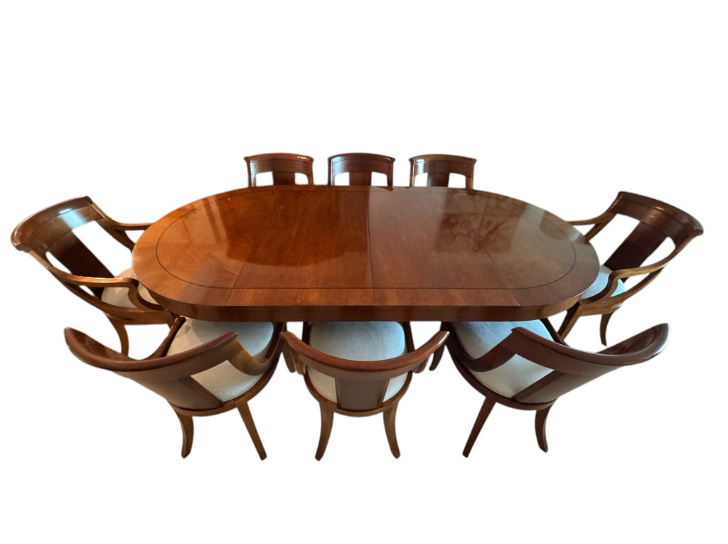 Baker Furniture Palladian Collection Neoclassic Style Extension Dining Table with 8 Chairs