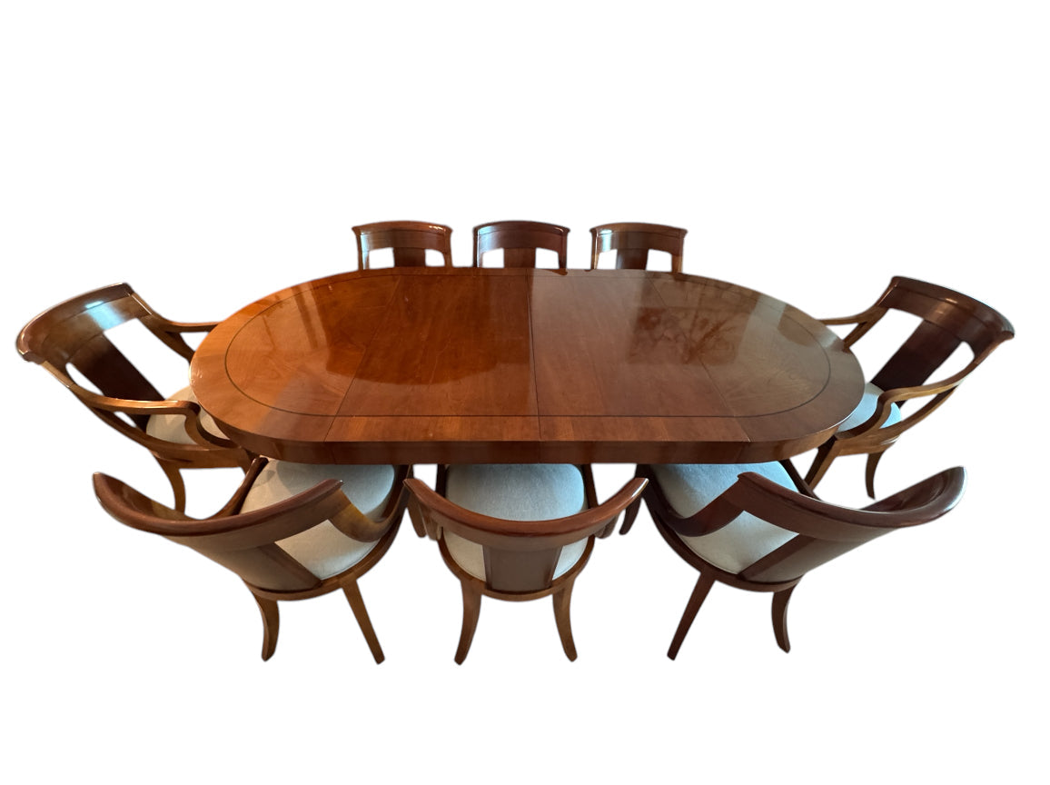 Baker Furniture Palladian Collection Neoclassic Style Extension Dining Table with 8 Chairs