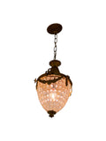 French Rococo Style Teardrop Pendant Chandelier with Gilded Brass and Crystals