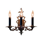 Pair of Vintage Bronze Three Arm Wall Sconces