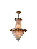 Mid-Century Schonbek Empire Style Crystal & Gilded Brass Chandelier Pendant
