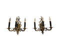 Pair of Vintage Bronze Three Arm Wall Sconces