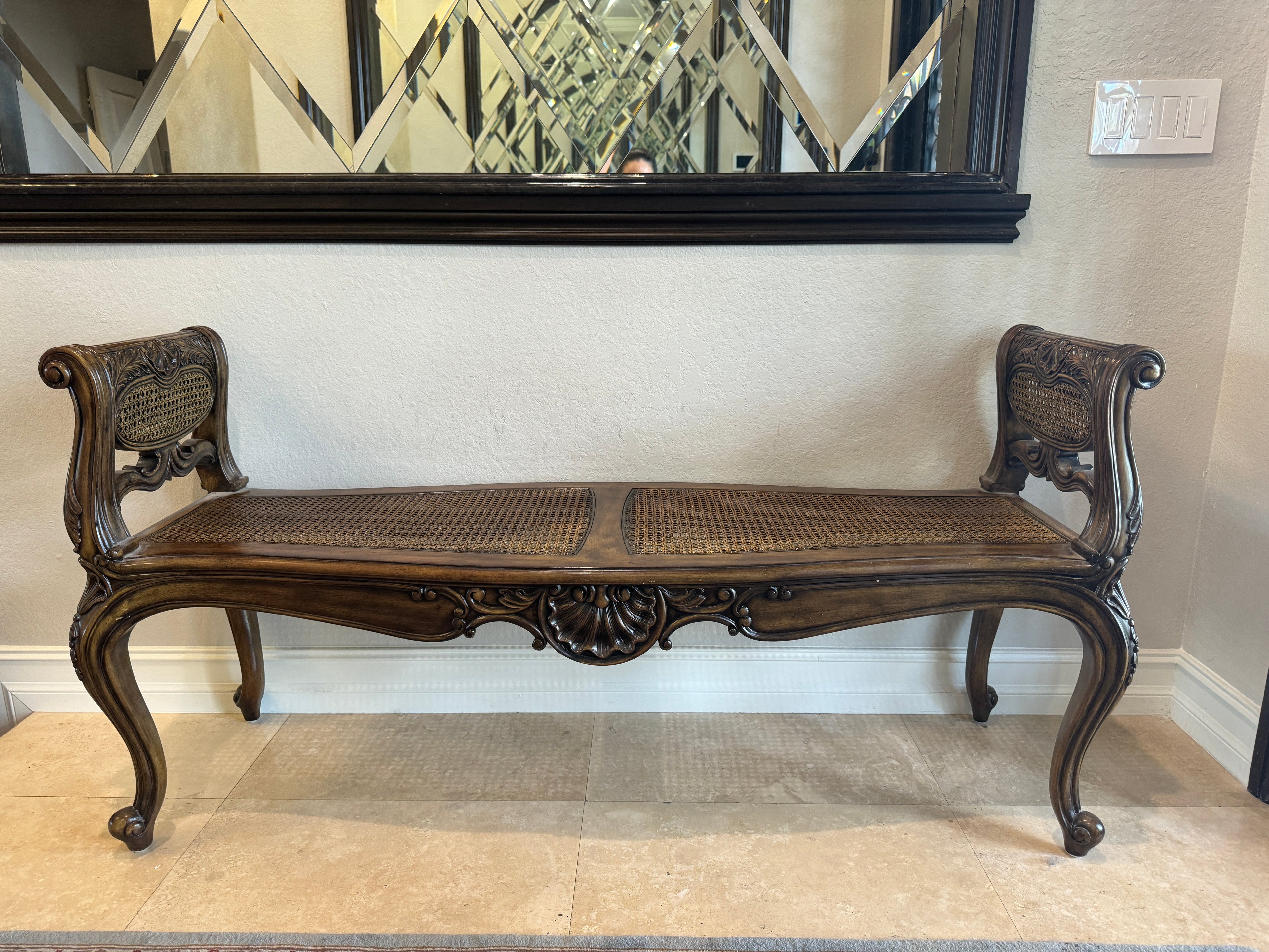 Maitland Smith Vintage Cane Bench