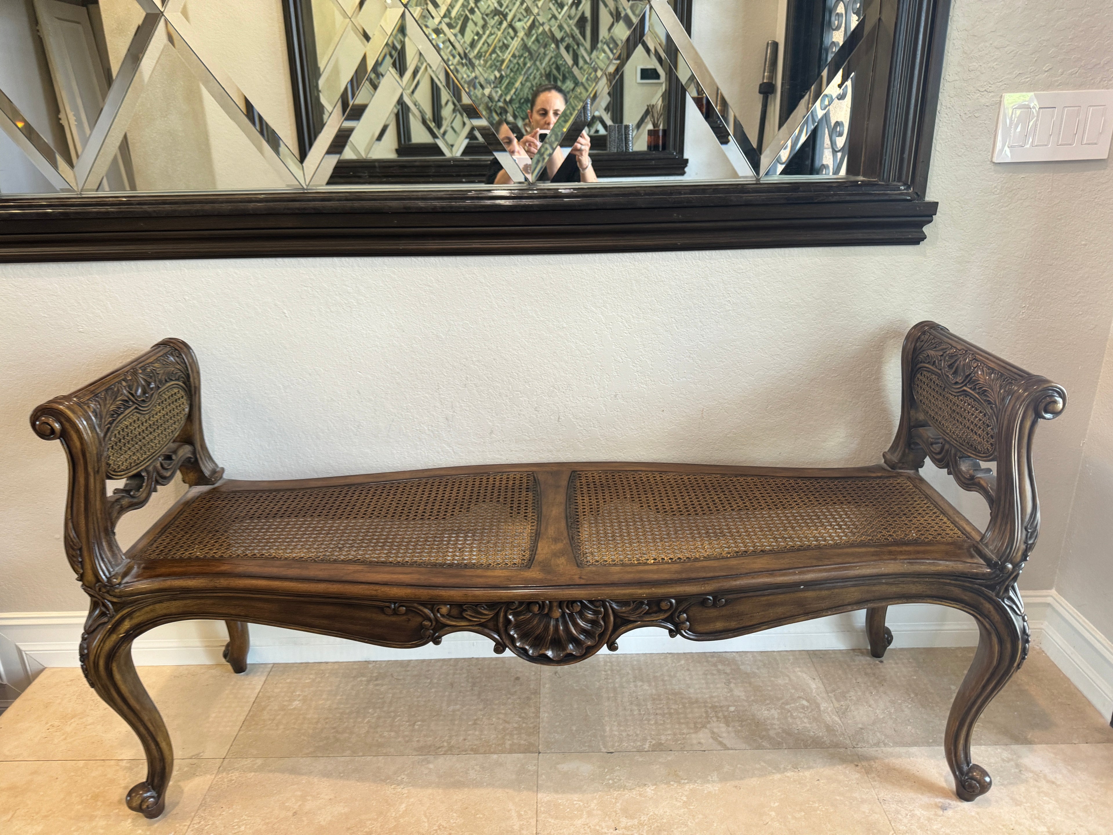 Maitland Smith Vintage Cane Bench