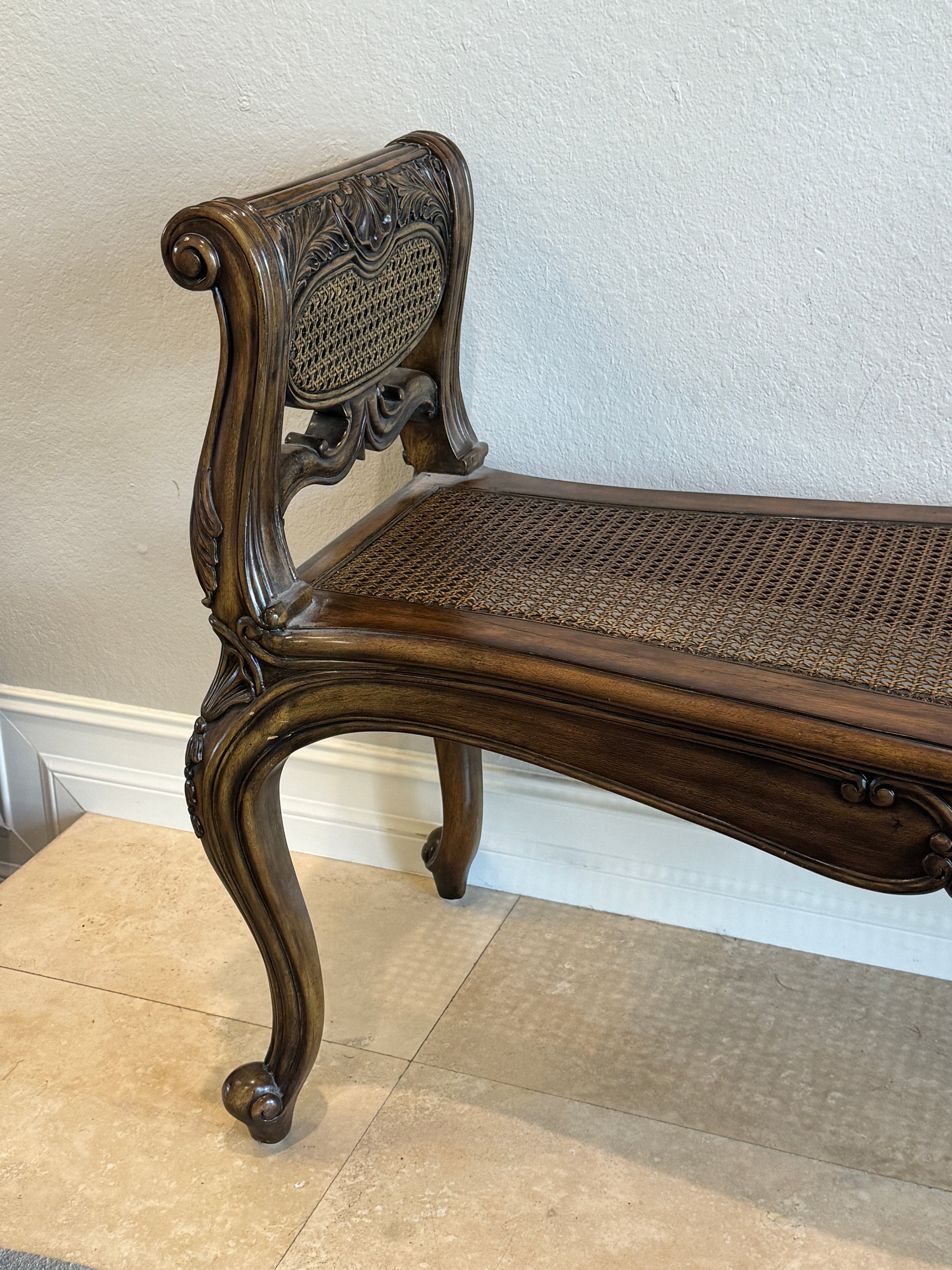 Maitland Smith Vintage Cane Bench