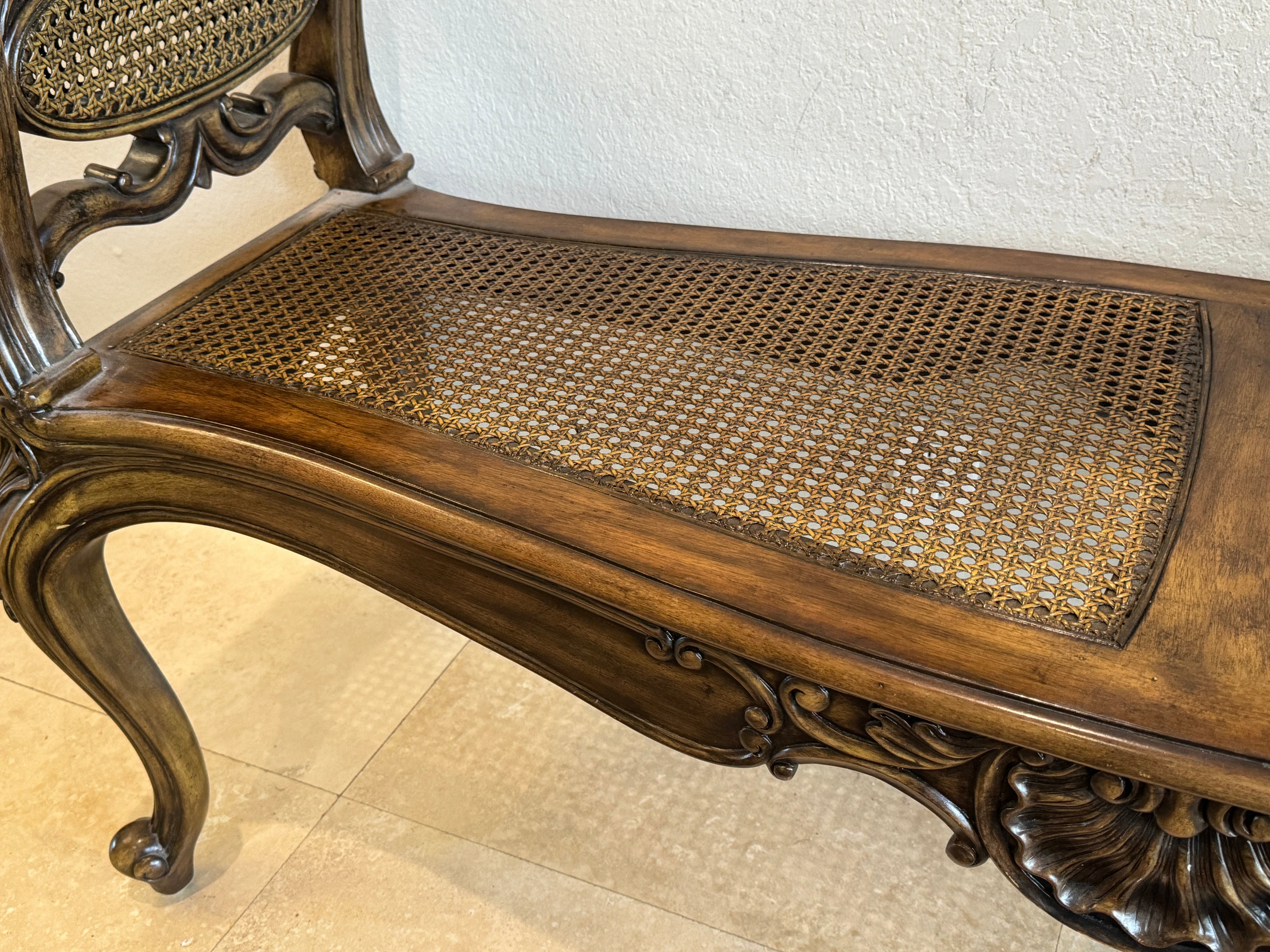 Maitland Smith Vintage Cane Bench
