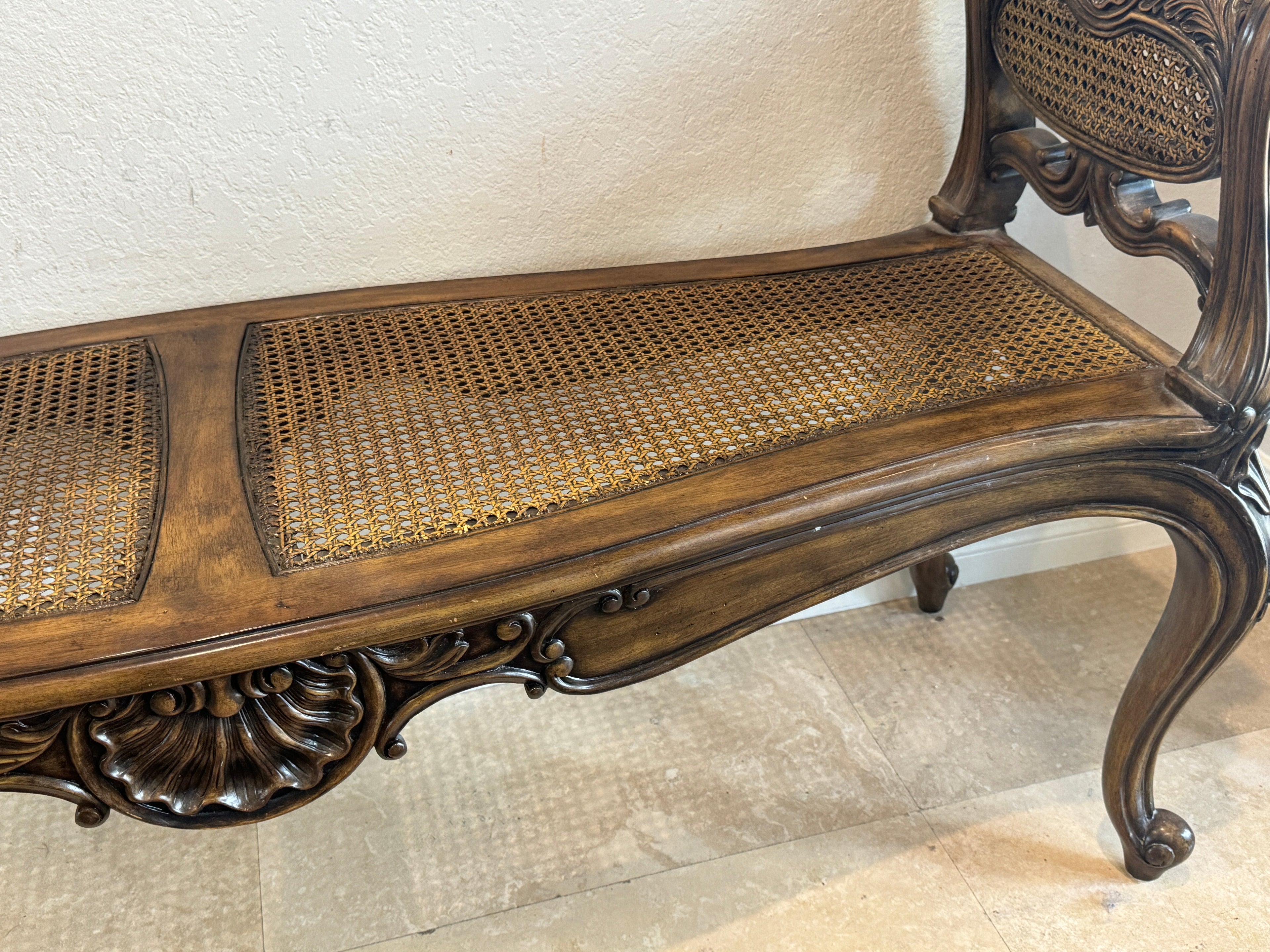 Maitland Smith Vintage Cane Bench