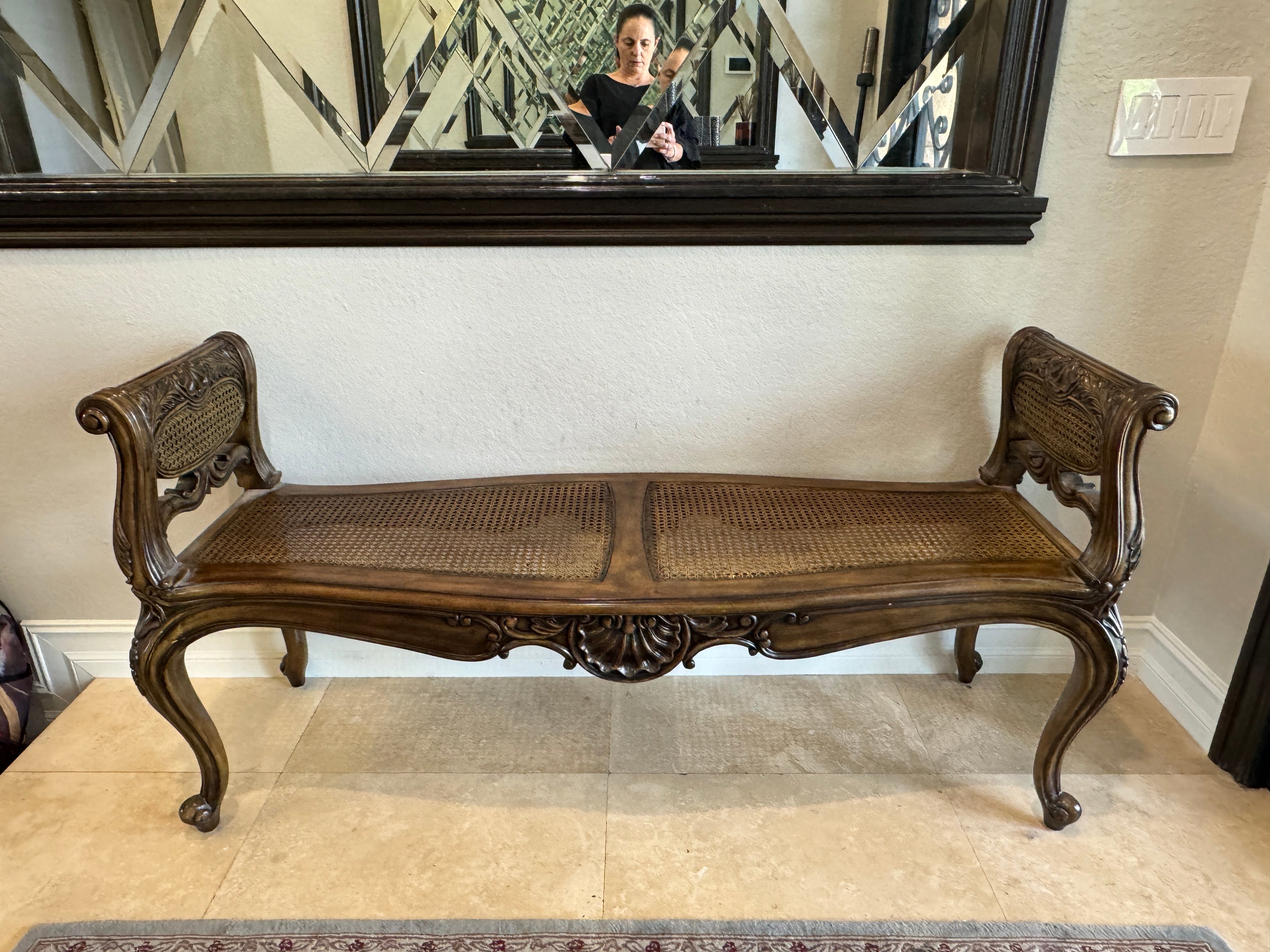 Maitland Smith Vintage Cane Bench