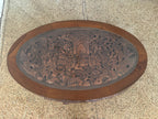 Vintage Oriental Hand Carved Teak Coffee Tea Table with 6 Nesting Stools