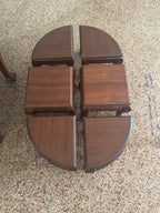 Vintage Oriental Hand Carved Teak Coffee Tea Table with 6 Nesting Stools