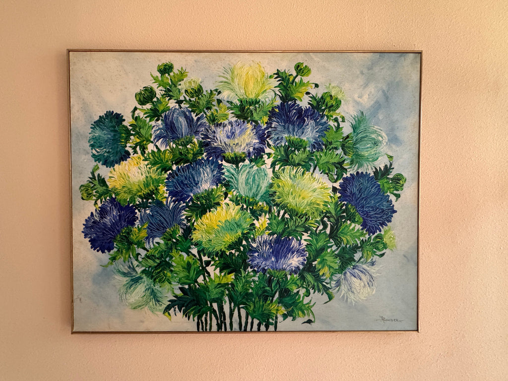 Vintage MCM Framed Floral Still Life Painting by J. Allen Boucher