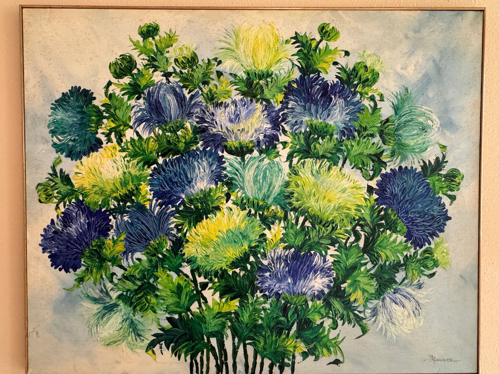Vintage MCM Framed Floral Still Life Painting by J. Allen Boucher