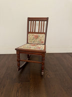 Antique Victorian Rocking Chair With Floral Fabric
