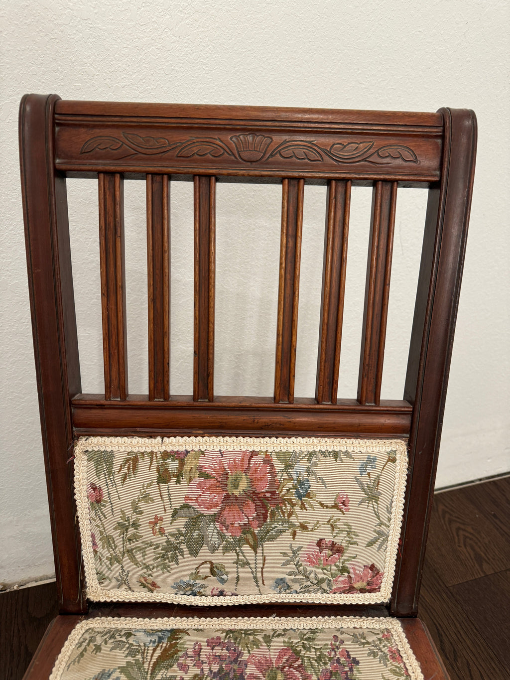 Antique Victorian Rocking Chair With Floral Fabric
