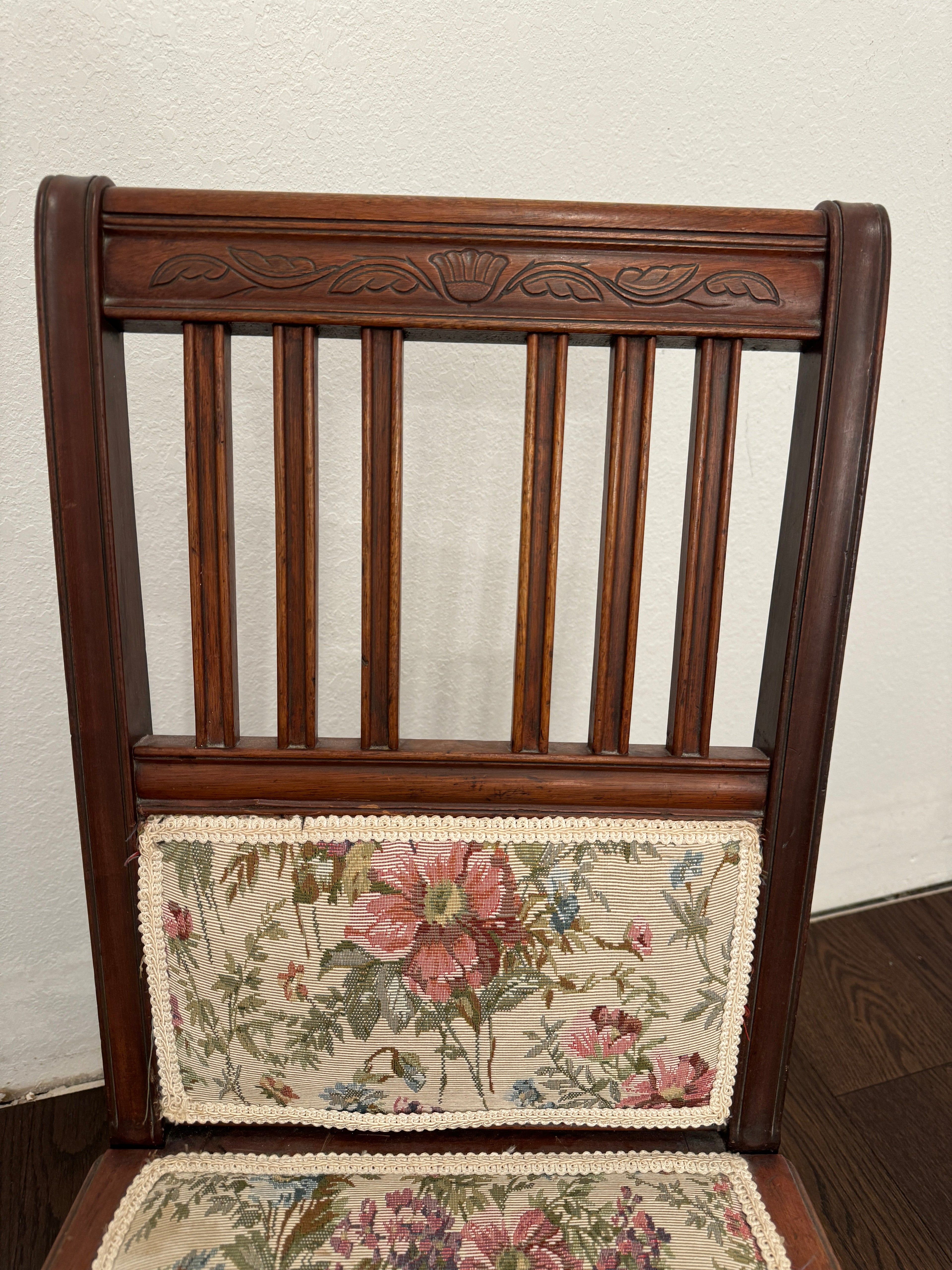 Antique Victorian Rocking Chair With Floral Fabric