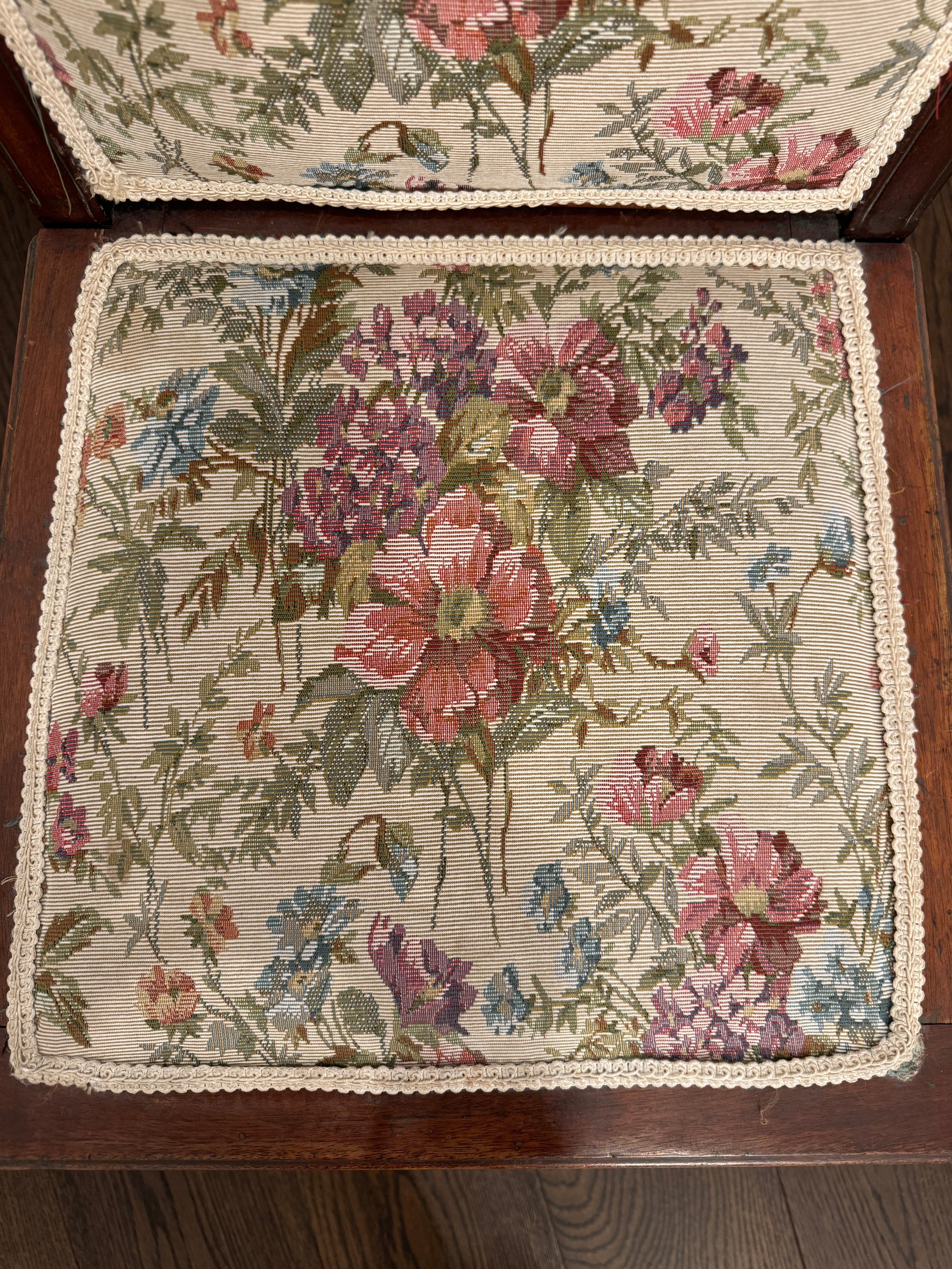 Antique Victorian Rocking Chair With Floral Fabric