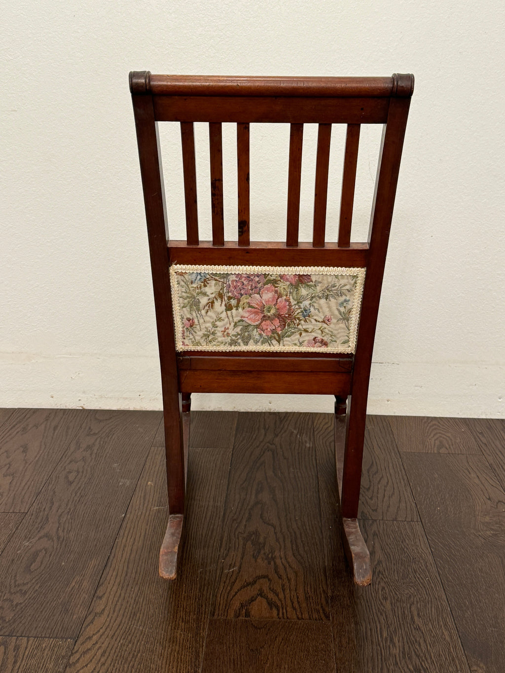 Antique Victorian Rocking Chair With Floral Fabric