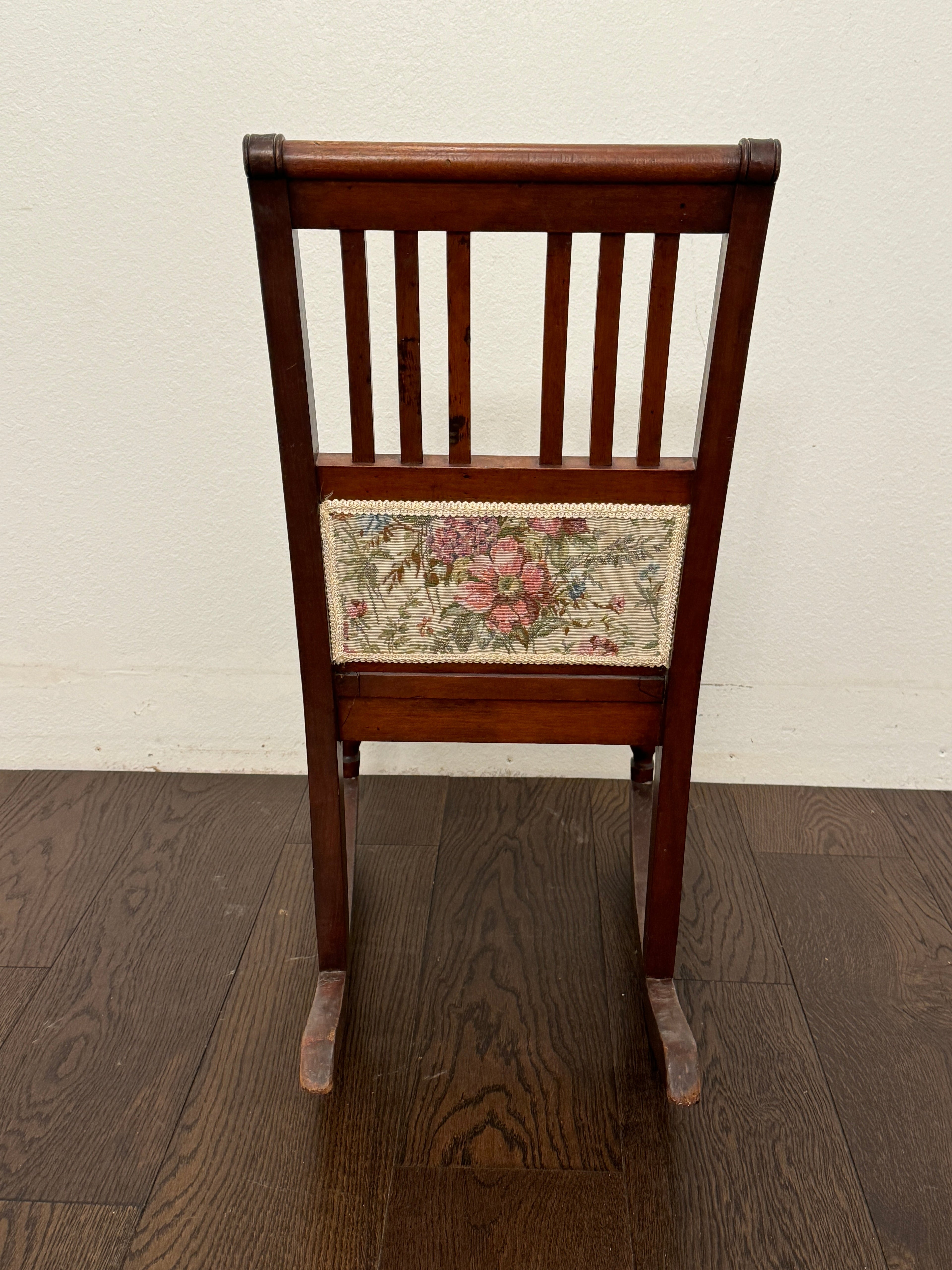 Antique Victorian Rocking Chair With Floral Fabric