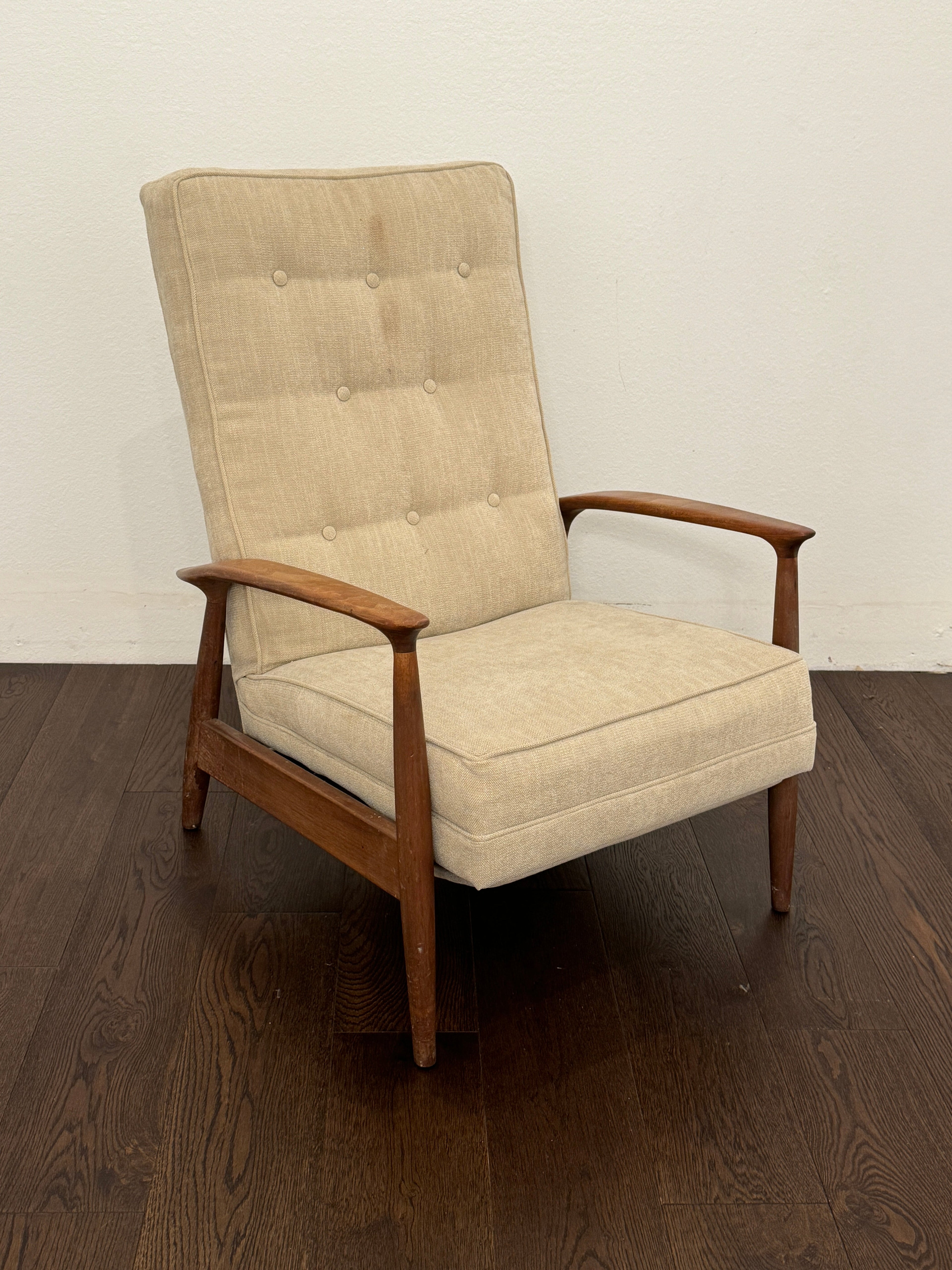 Milo Baughman for James, Inc. MCM Walnut Upholstered Recliner