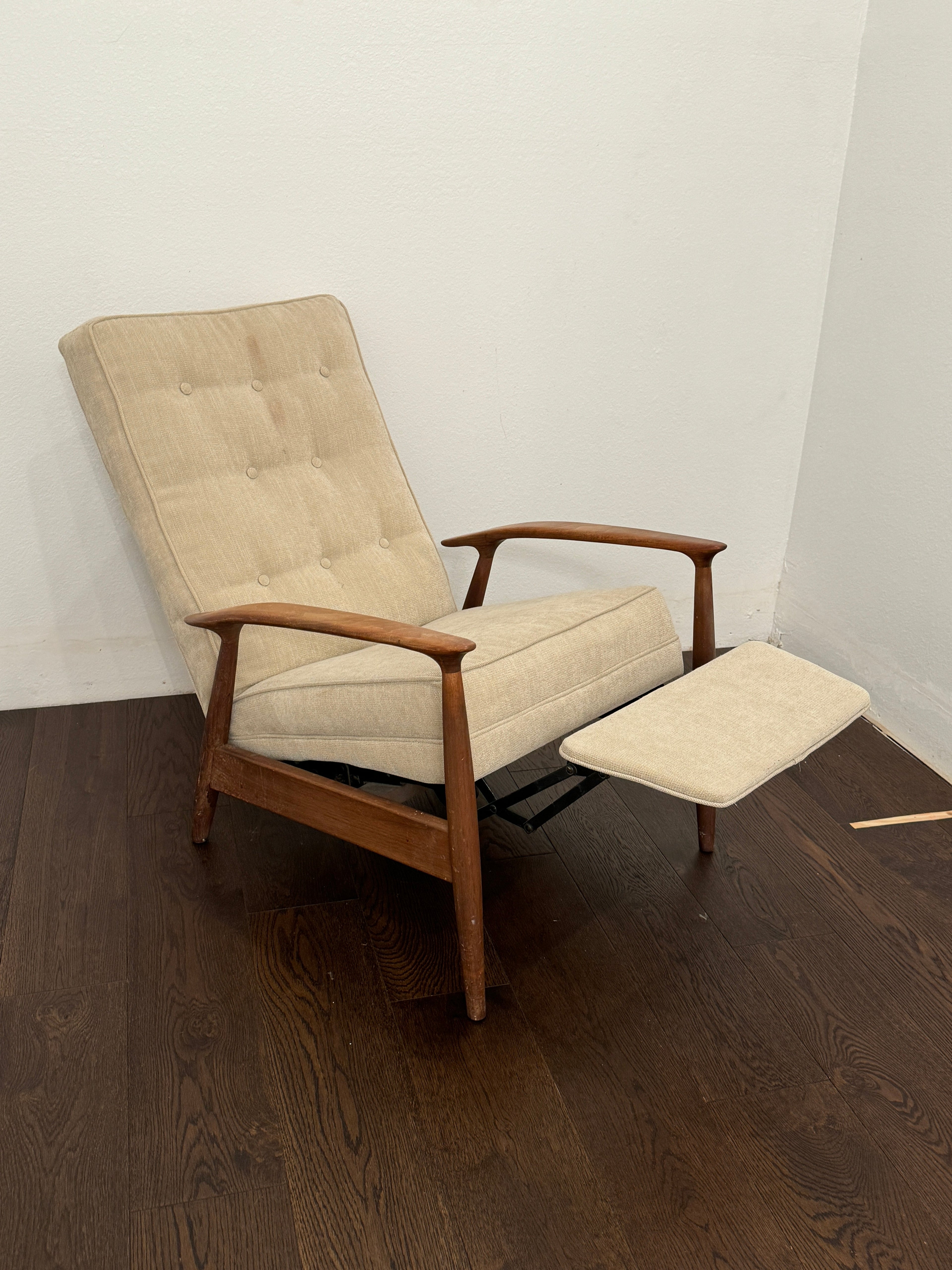 Milo Baughman for James, Inc. MCM Walnut Upholstered Recliner