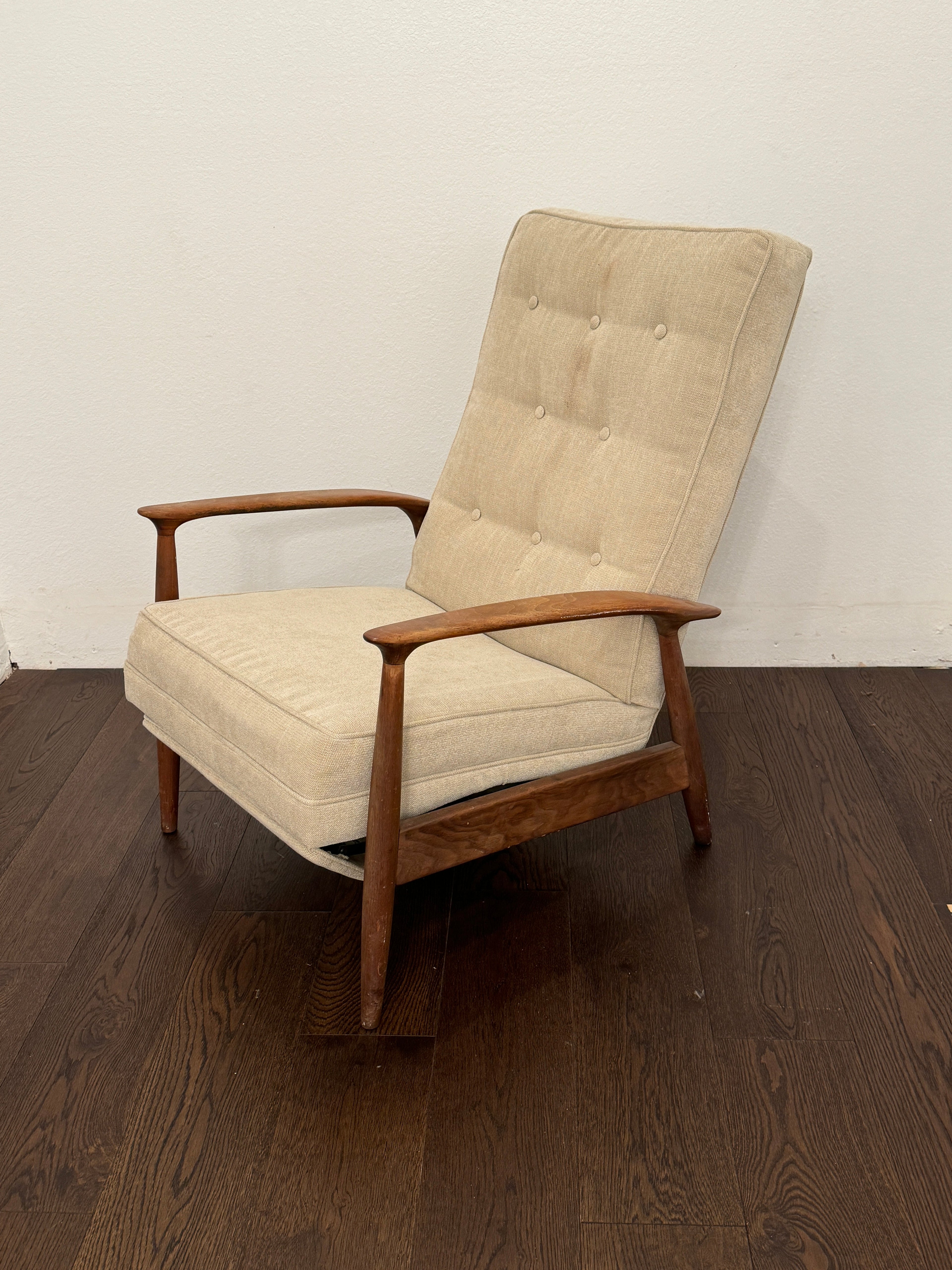 Milo Baughman for James, Inc. MCM Walnut Upholstered Recliner