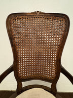 Vintage French Cane Arm Chair, Accent Chair with Removeable Seat Cushion