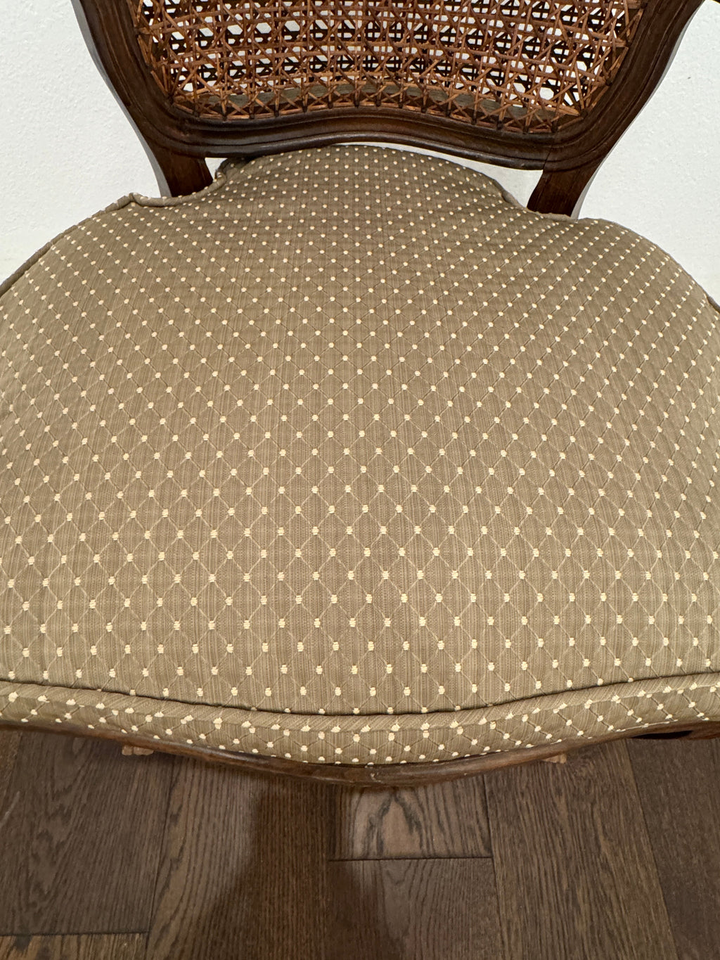 Vintage French Cane Arm Chair, Accent Chair with Removeable Seat Cushion