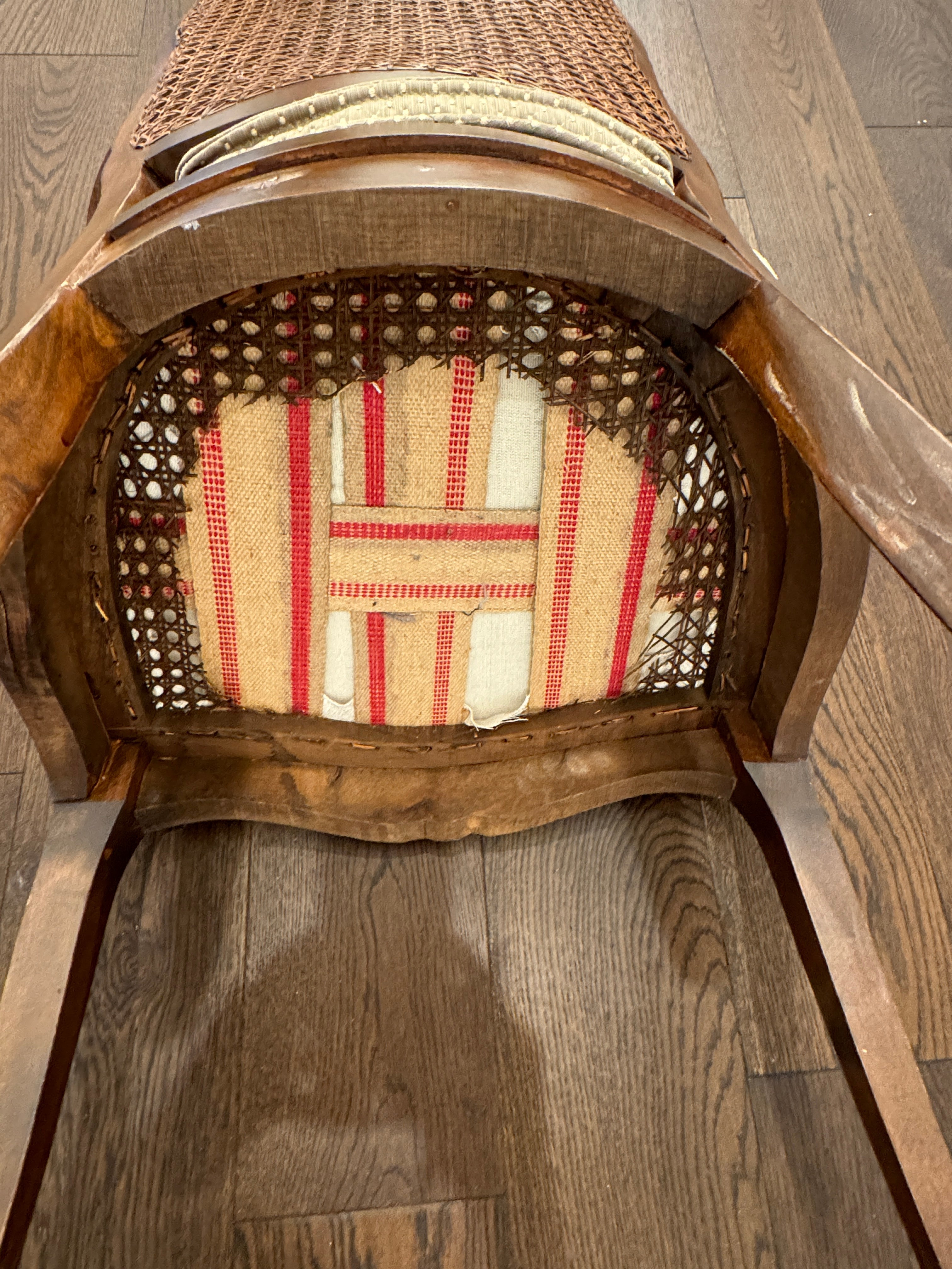 Vintage French Cane Arm Chair, Accent Chair with Removeable Seat Cushion